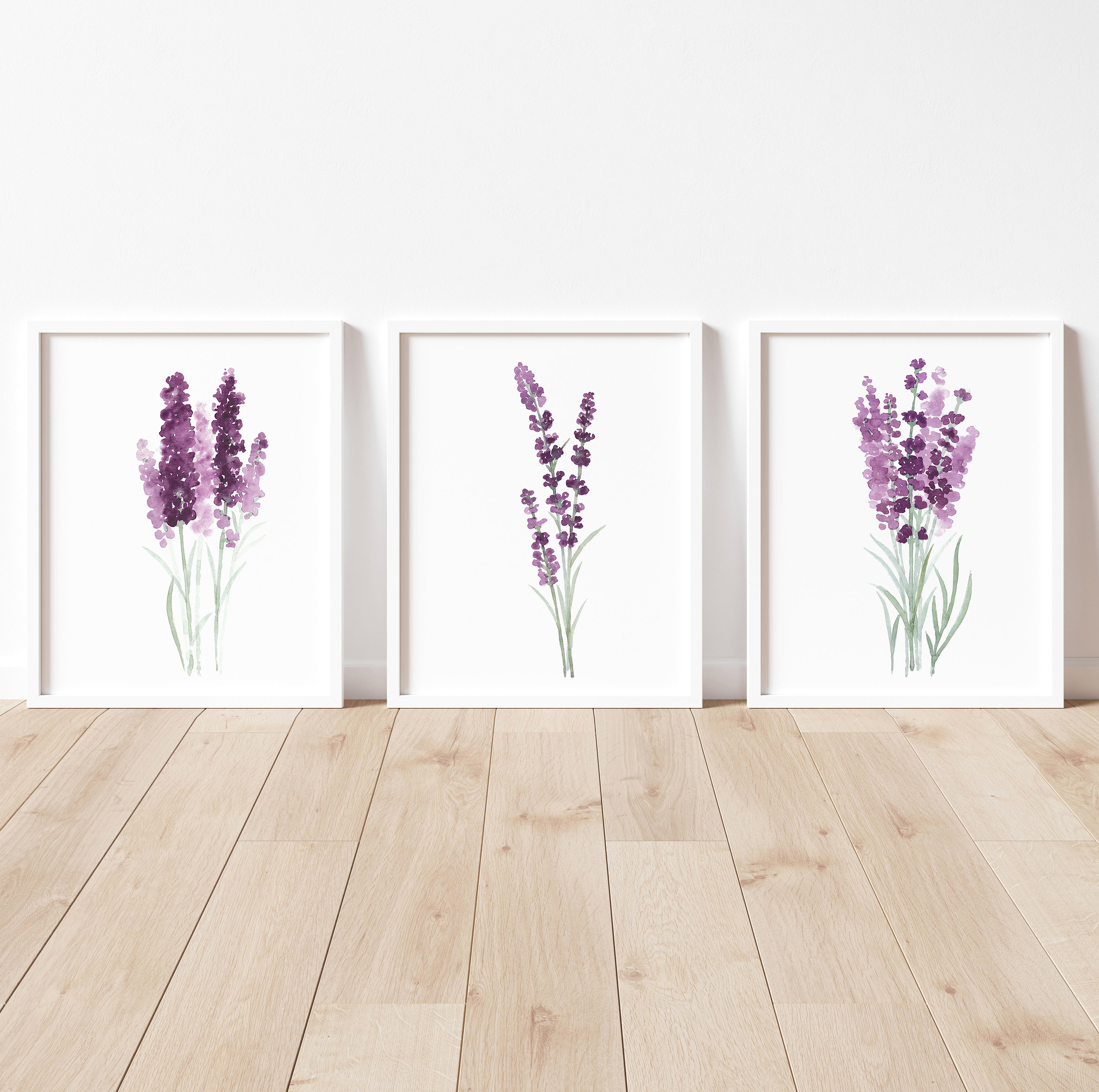 Lavender Set 3 Art Prints, Purple Green Botanical Floral Wall ...