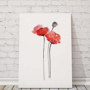 Red Poppy Watercolor Wall Art Print Floral Wall Art Home | Etsy