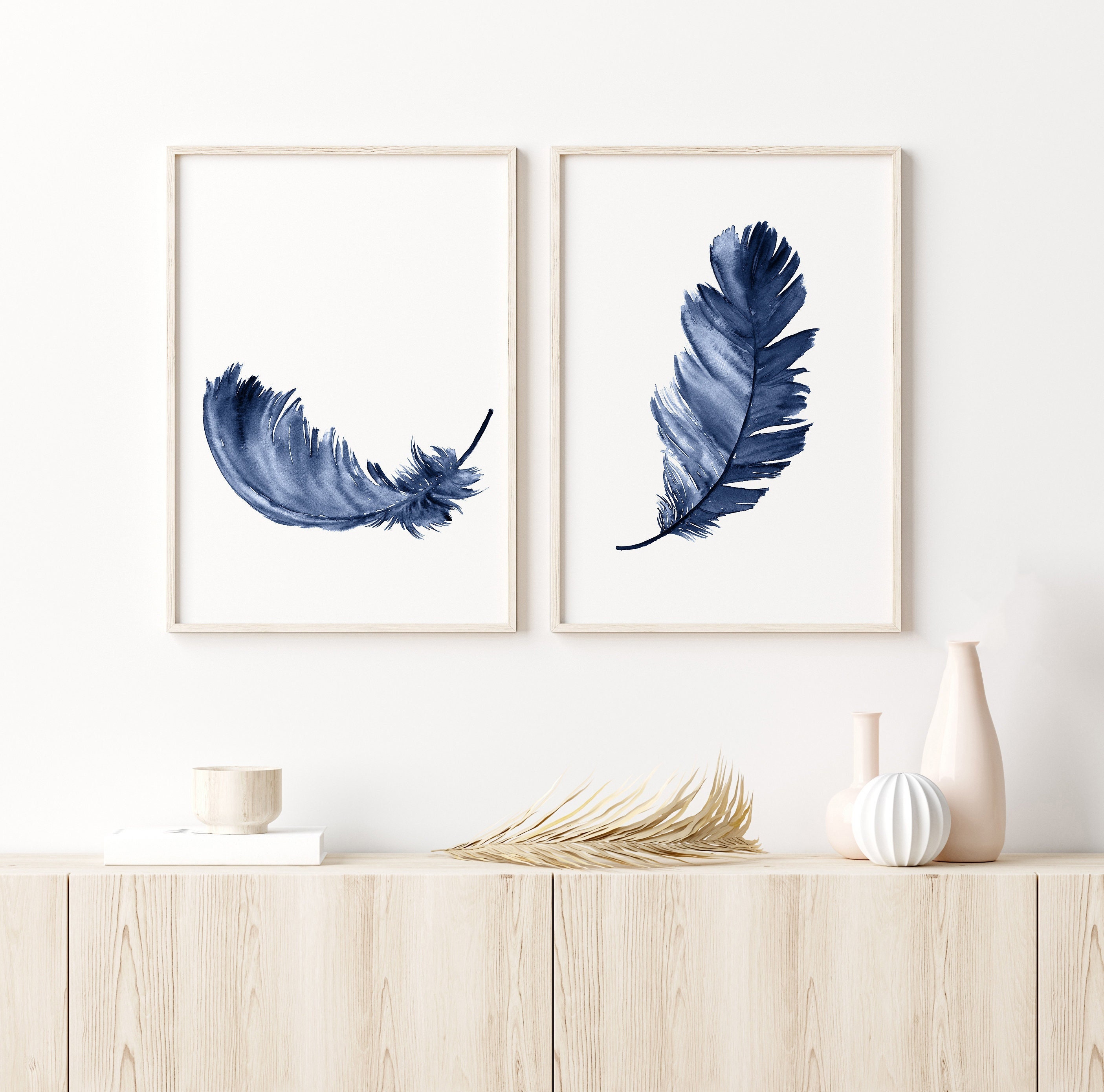 Feather Painting Extra Large Print Set of 2 Living Room Wall -  Norway