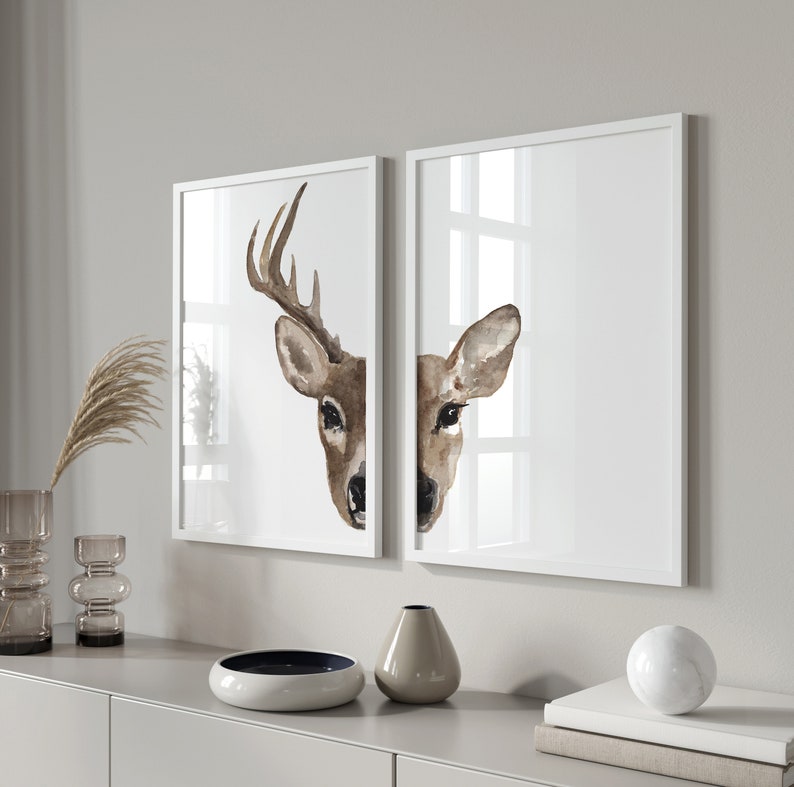 Master Bedroom Wall Deer and Buck set of 2 image 7