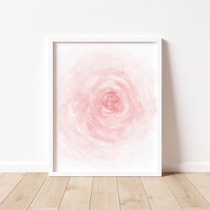 Arte de la pared de la flor rosa, impresión del arte de la flor rosa rubor, ilustración del vivero de rosas, pintura de la acuarela de la decoración de la pared de la cuna de la niña