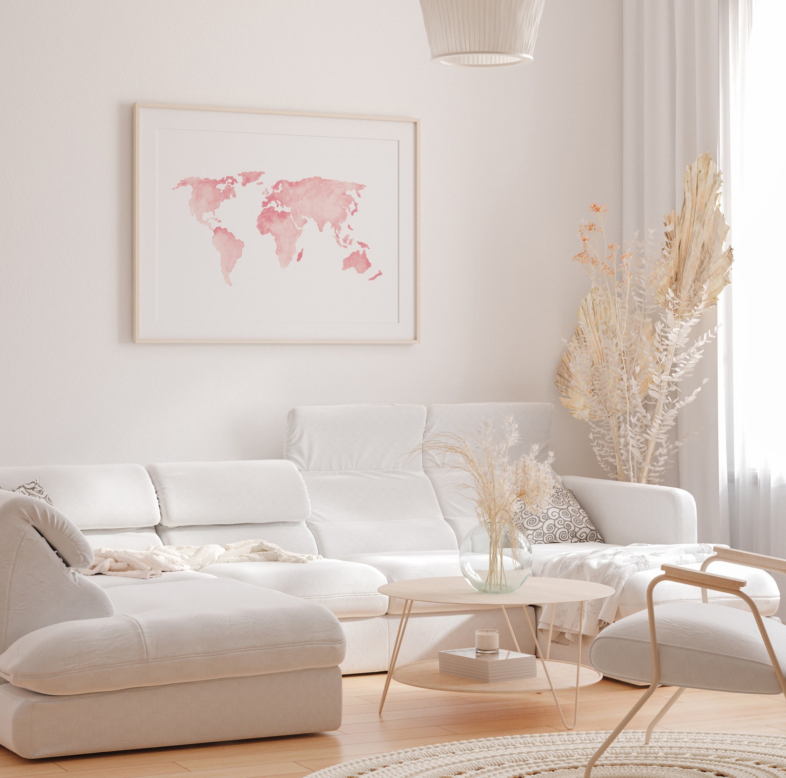 World Map Print, World Map Art, Blush Pink Nursery Decor, Map Wall ...