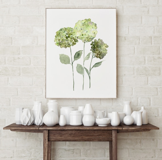 Hydrangea Green Art, Floral Wall Print