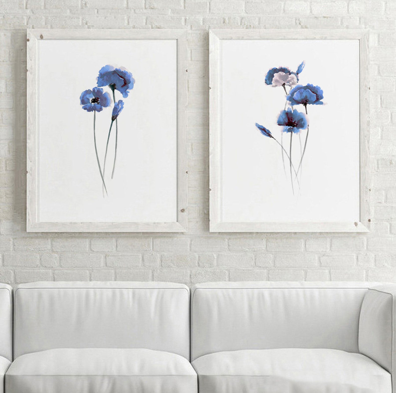 Poppy Art Print Poppy Print Wall Art Blue Poppy Flower - Etsy