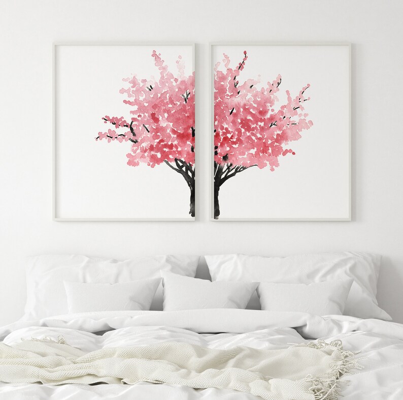 Cherry Blossom Wall Art Cherry Blossom Art Print Cherry Etsy