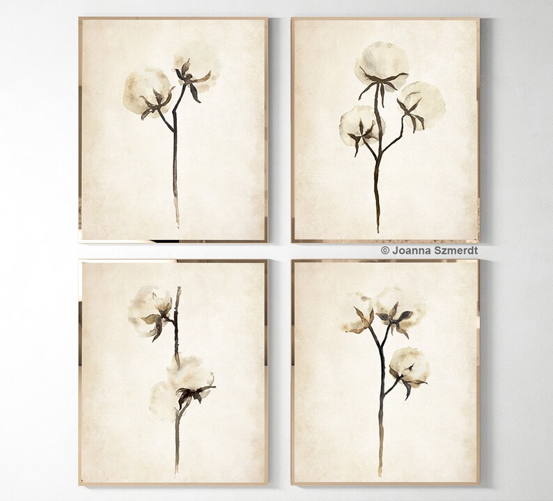 Cotton Art Print Cotton Wall Art Cotton Anniversary Set of 4 Etsy