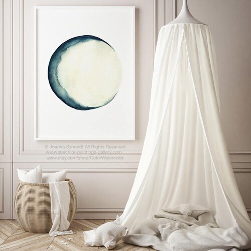 Full Moon Poster Bedroom shops Wall Decoration Abstract Moon set 4 Phases, Blue Yellow Print Wall Art Living Room Art Print Home Illustration