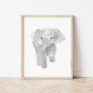 Elephant Art Print, Minimalist Natural Artwork, Modern Wall Decor, Elephant Poster, Abstract Painting, Kids Room Nursery Art, Elephant