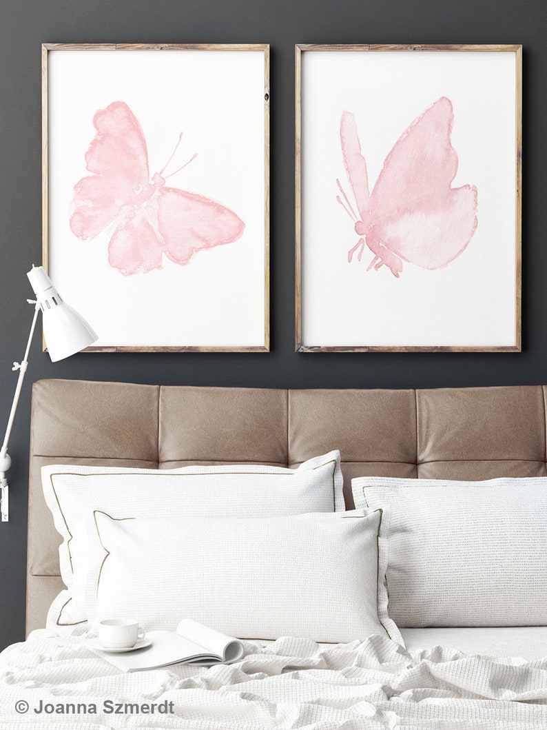 Butterfly Art Print Butterflies Wall Art Pink Bedroom Decor Etsy