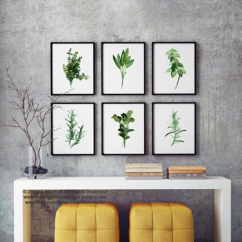 Kitchen Herbs Wall Art Antique Botanical Print Set of 6 Herb Etsy