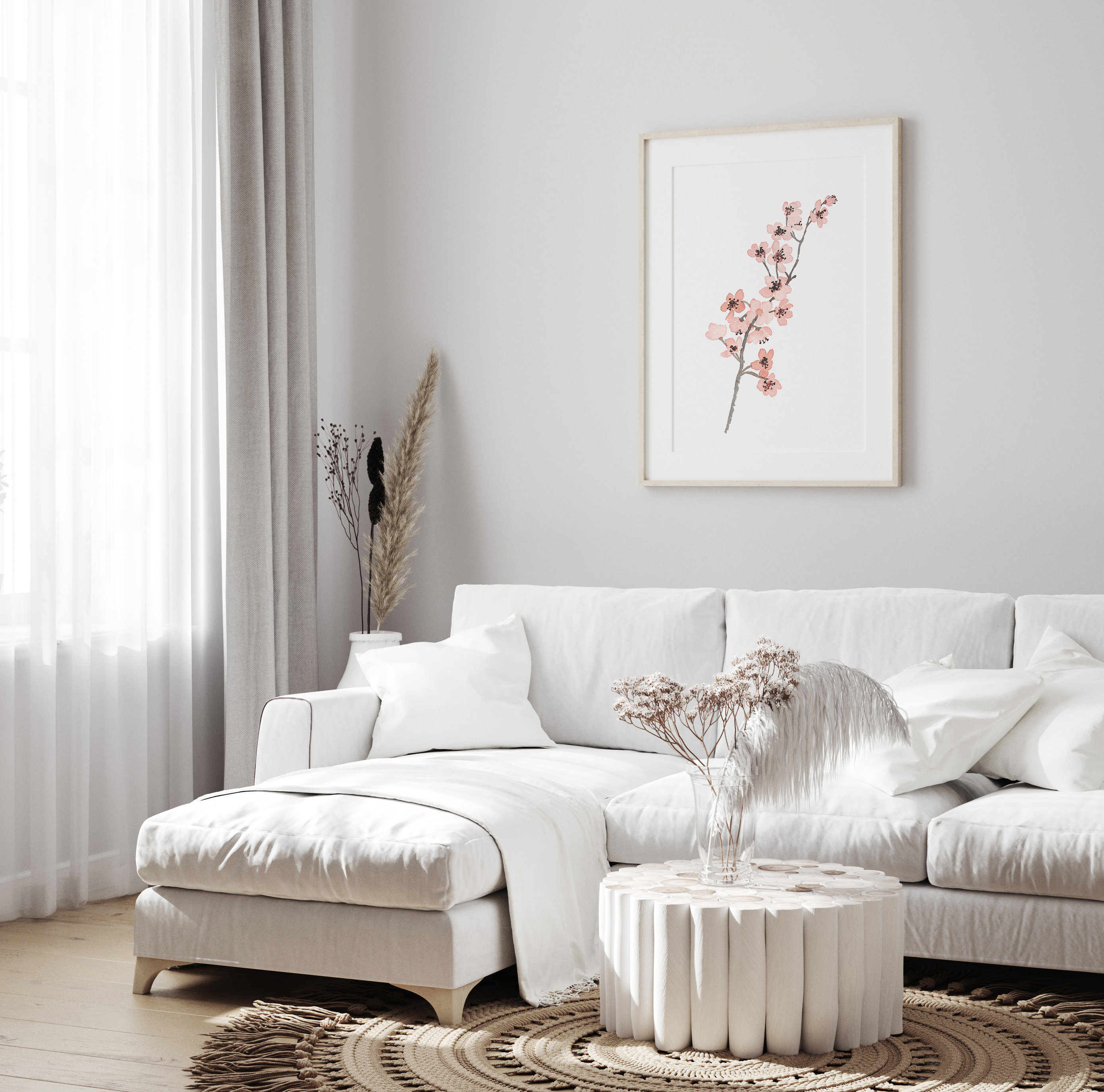 Cherry Blossom Watercolor Art Print: Blush Pink Floral Wall Decor - Etsy
