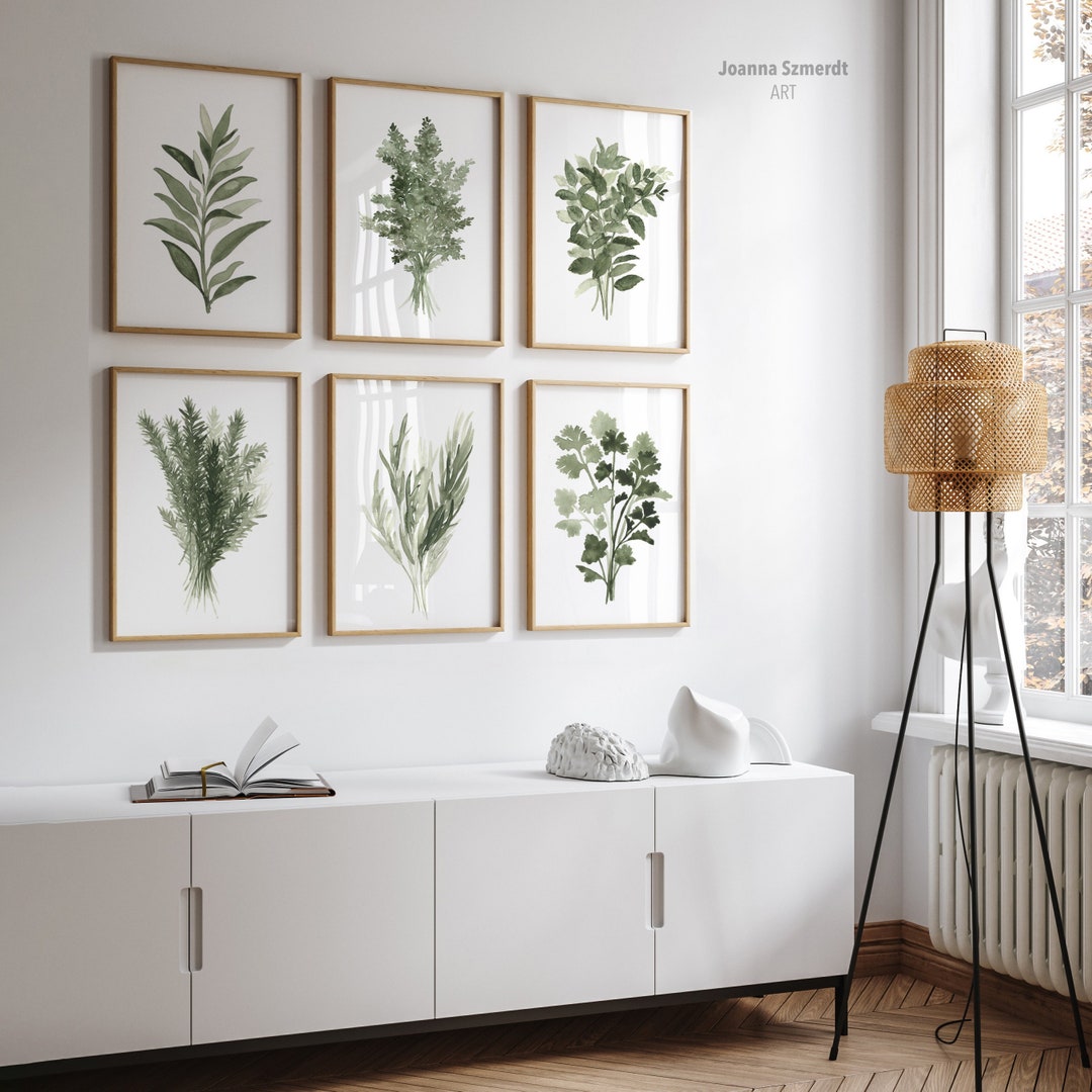 botanical herb prints set of 4 unframed botanical herb... Herb Wall Art - Kitchen Art Prints - Vintage Kitchen Herb Prints Set of ...