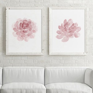 Sukkulenten Wandkunst, Sukkulenten Kunstdruck, Sukkulenten Drucke, Kaktus Poster, Rosa Kinderzimmer Kunst, 2-teilige Wandkunst