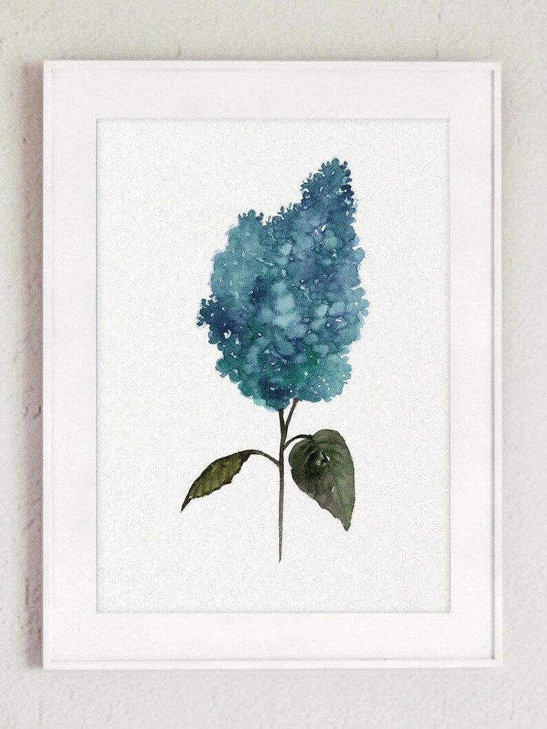 Lilac Watercolor Painting set Blue Teal Green Home Decor Etsy