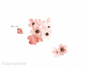 CHERRY Blossom Pink Delicate Sakura Flower Flowers Petals GICLEE fine art print of watercolor PAINTING