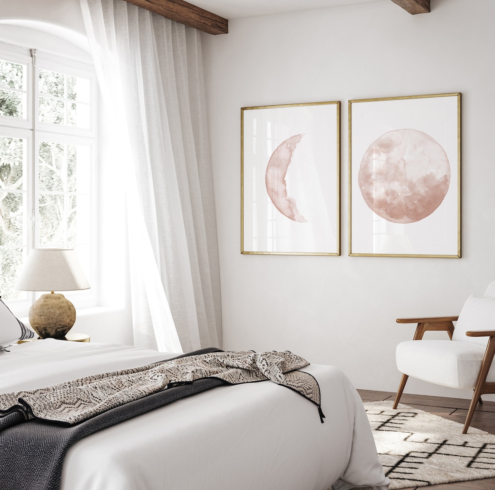 Moon Print Wall Art Moon Wall Art Moon Phase Print Pale Etsy