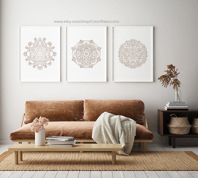 Mandala Wall Art Gallery Wall set of 3 Mandala Art Prints Etsy