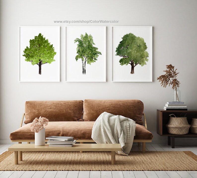 Tree Wall Decor Gallery Wall Set of 3 Trees Maple Tree Etsy