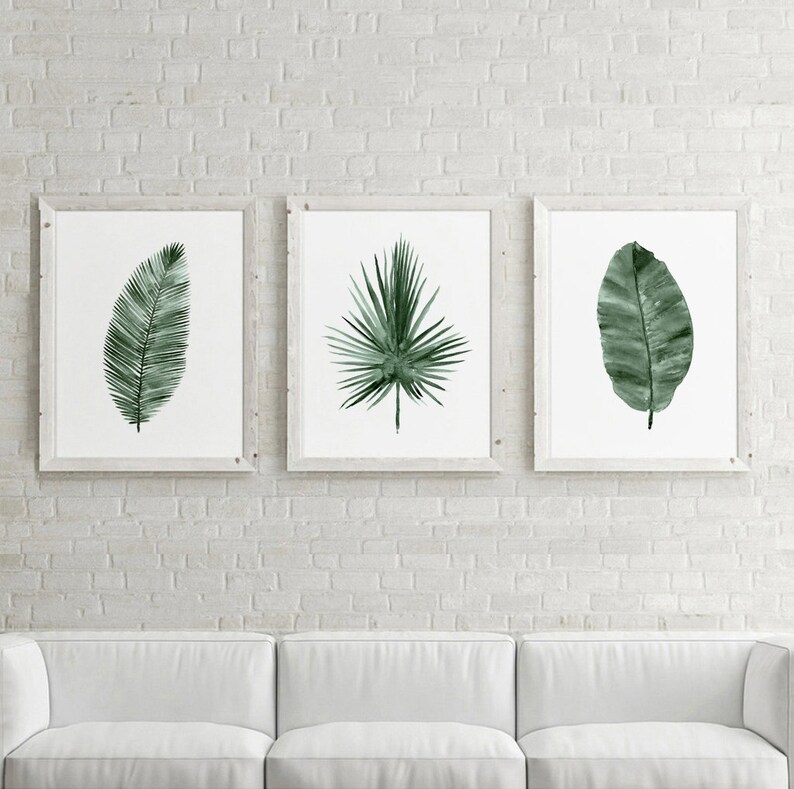 Botanical Art Print Set of 3 Palm Leaf Decor Minimalist - Etsy