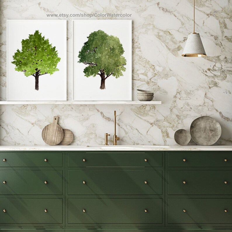 Maple Tree Decor Oak Tree Decor Gallery Wall set of 2 Trees Etsy