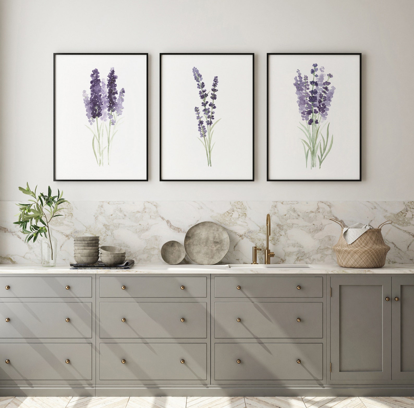 Lavender Flower Wall Art Canvas Botanical Print Kitchen Wall Etsy