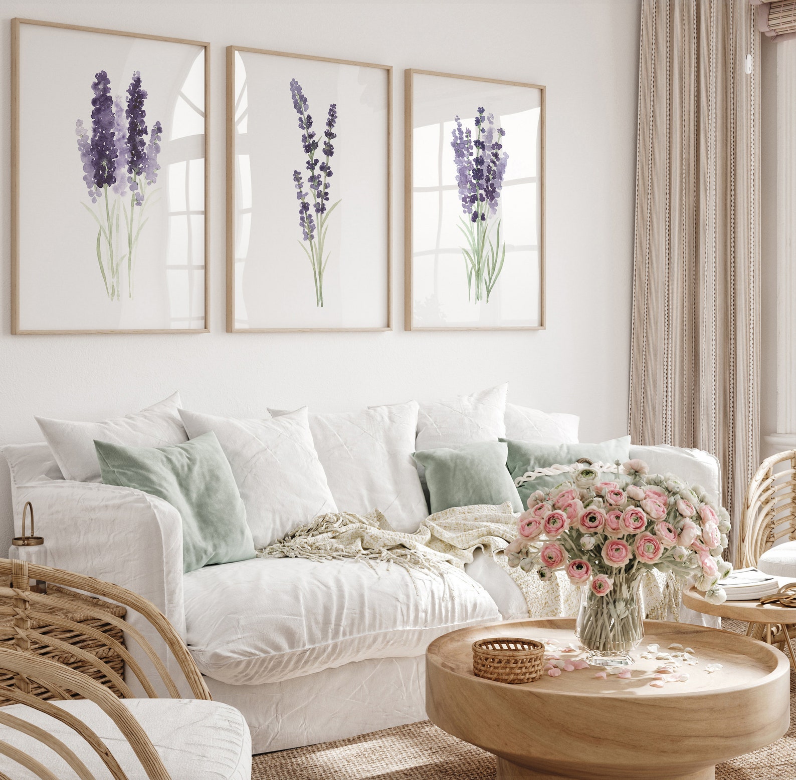 Lavender Flower Wall Art Canvas Botanical Print Kitchen Wall Etsy