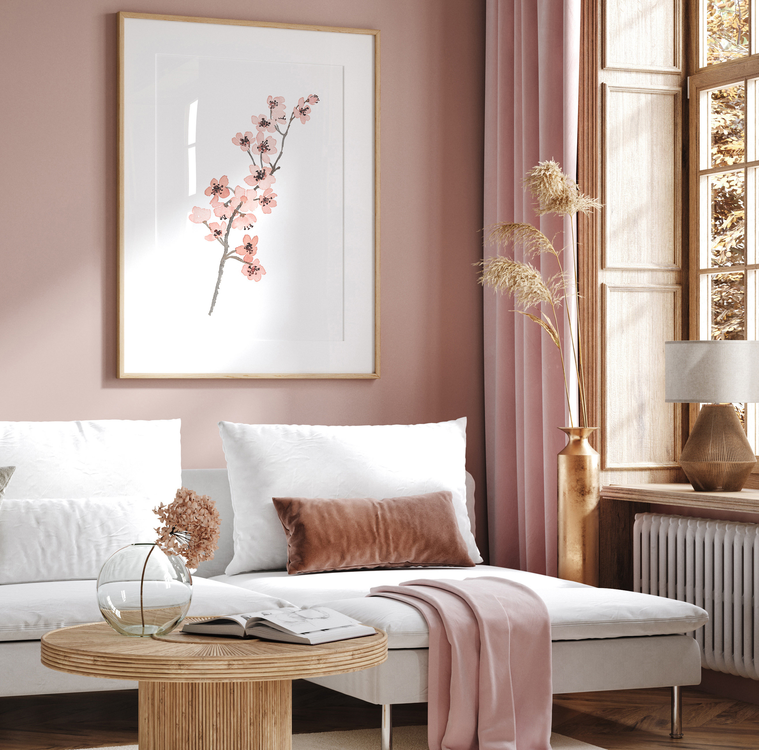 Cherry Blossom Watercolor Art Print: Blush Pink Floral Wall Decor - Etsy