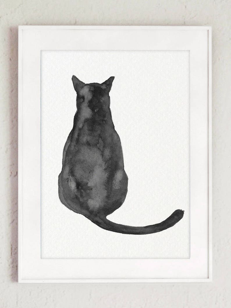 Black Cat Wall Art Black Cat Art Print Black Cat Wall Art Etsy