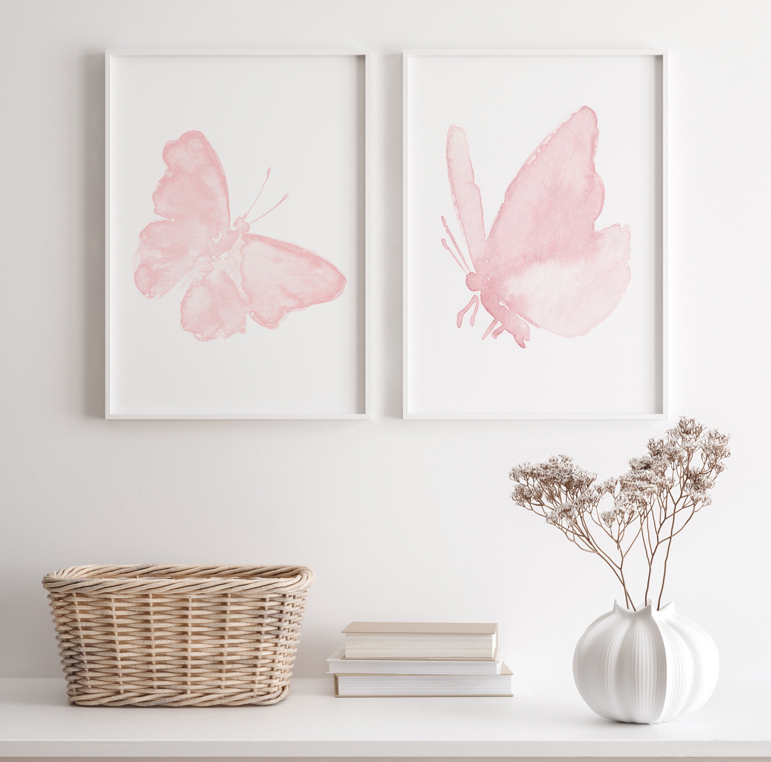 Rosa Minimalistisches Blush Wandkunst Österreich Etsy von Schmetterling Art Poster, Print, 2 Kinderzimmer - Schmetterling Dekor Schlafzimmer Schmetterlinge Dekor, Wohnzimmer Pink