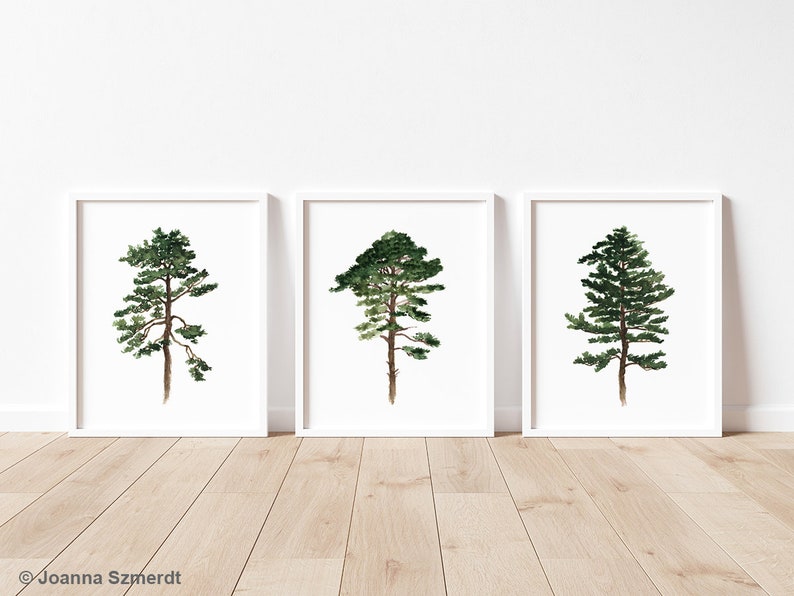 Pine Tree Print Pine Wall Art Set of 3 Art Prints Green Tree Etsy