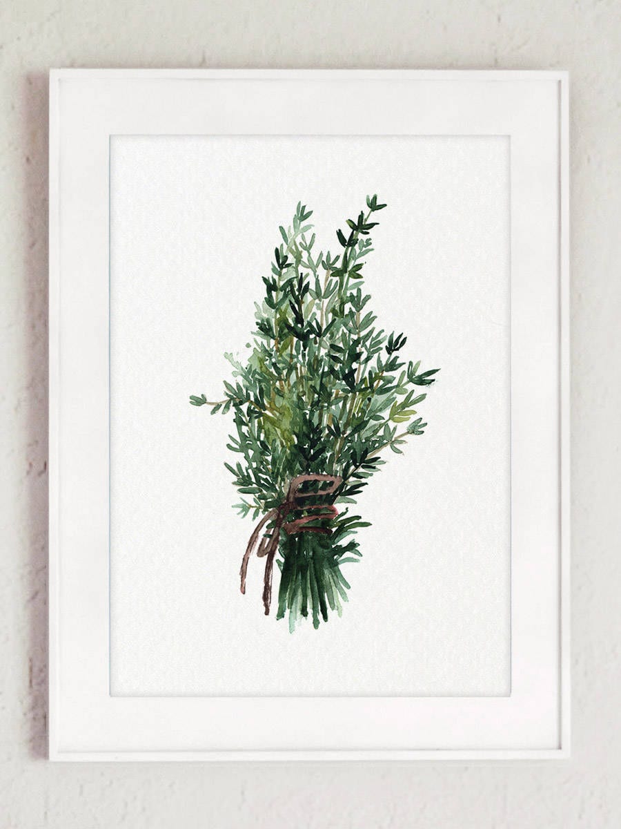 Painting Art & Collectibles Herb Leaves Kitchen Decoration Thyme