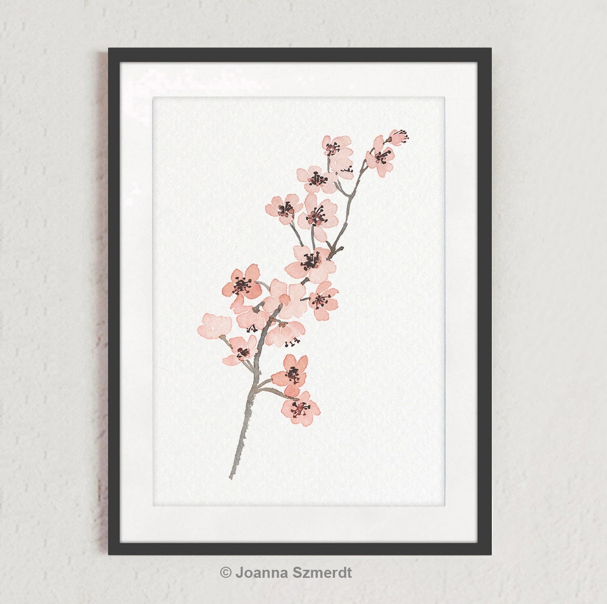 Cherry Blossom Watercolor Art Print: Blush Pink Floral Wall Decor - Etsy