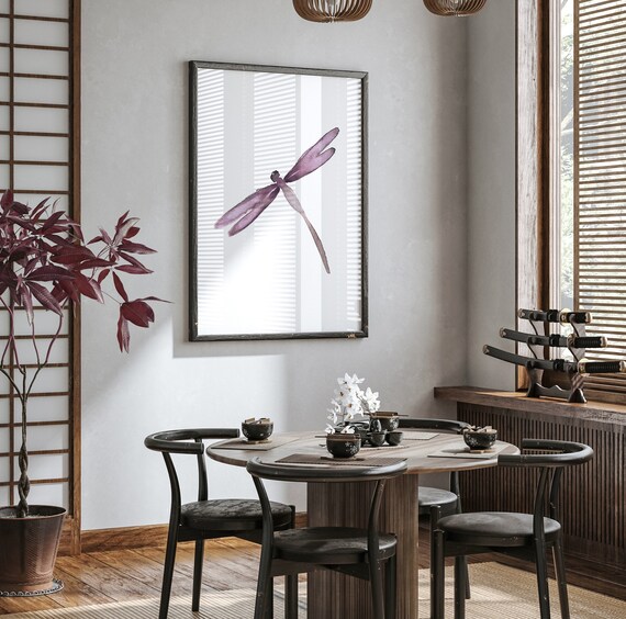 Purple Dragonfly Wall Art Dragonfly Painting Abstract Art Etsy