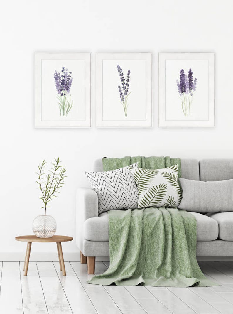 Lavender Flower Painting Canvas Botanical Print Kitchen