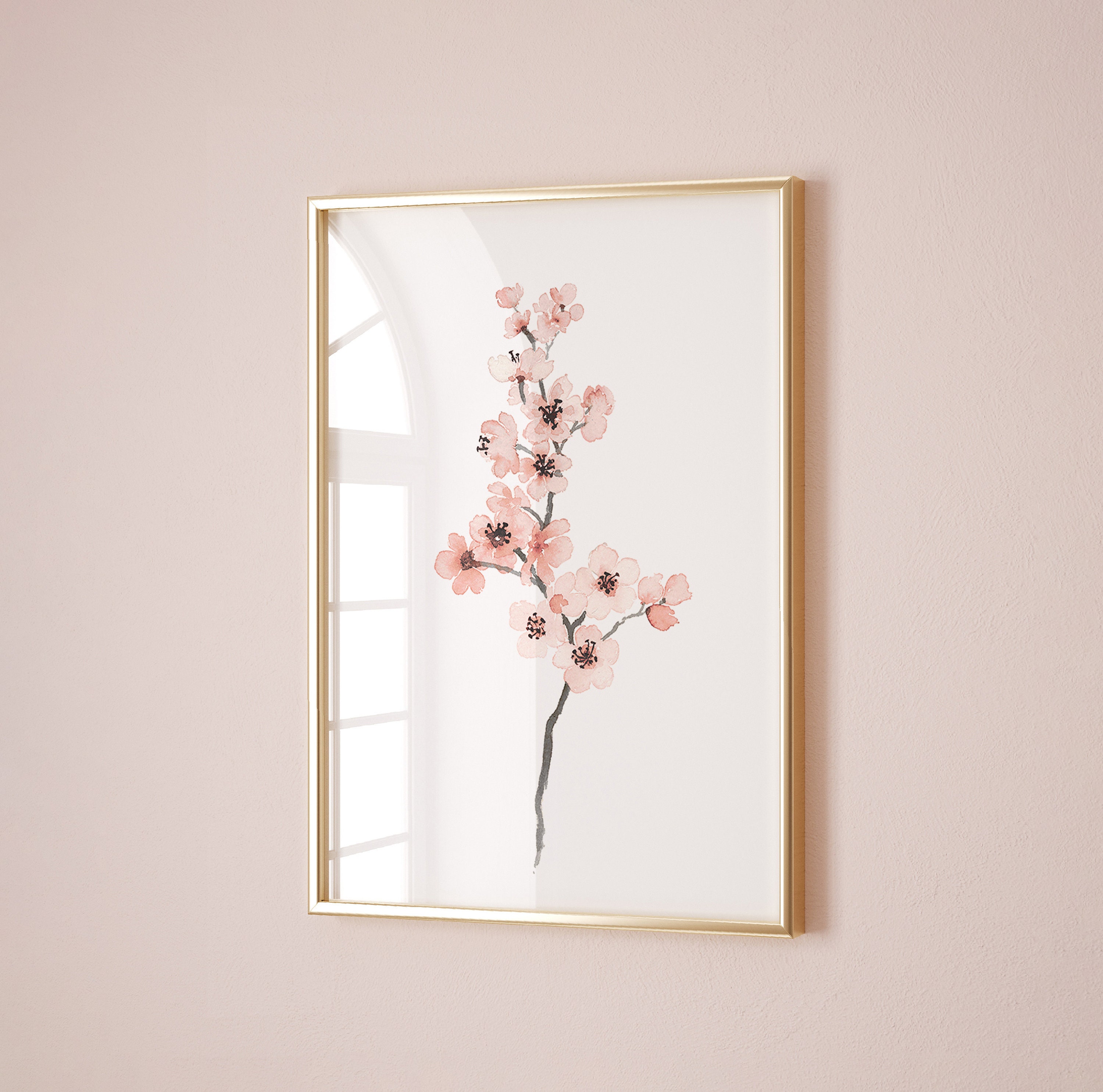 Cherry Blossom Wall Art, Cherry Blossom Art Print, Pink Blush Pink ...