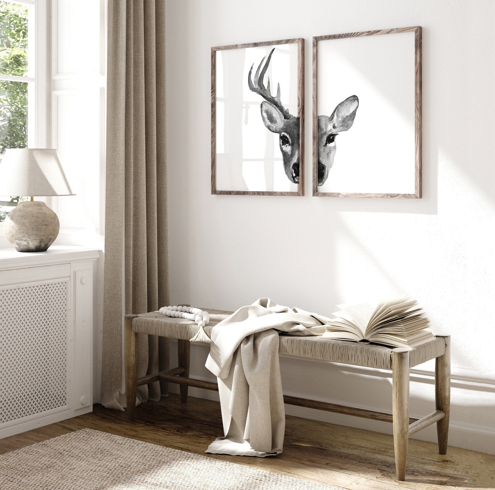 Deer Art Print Deer Doe Set of 2 Art Prints Deer Wall Decor Etsy