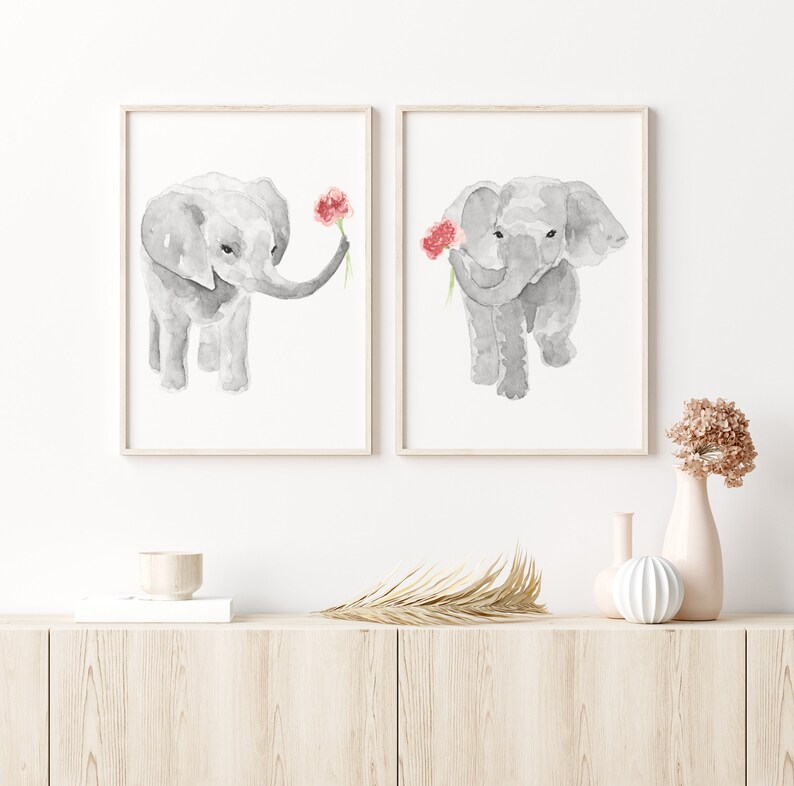 Elephants Wall Art Watercolor Art Print Print Extra Large Etsy