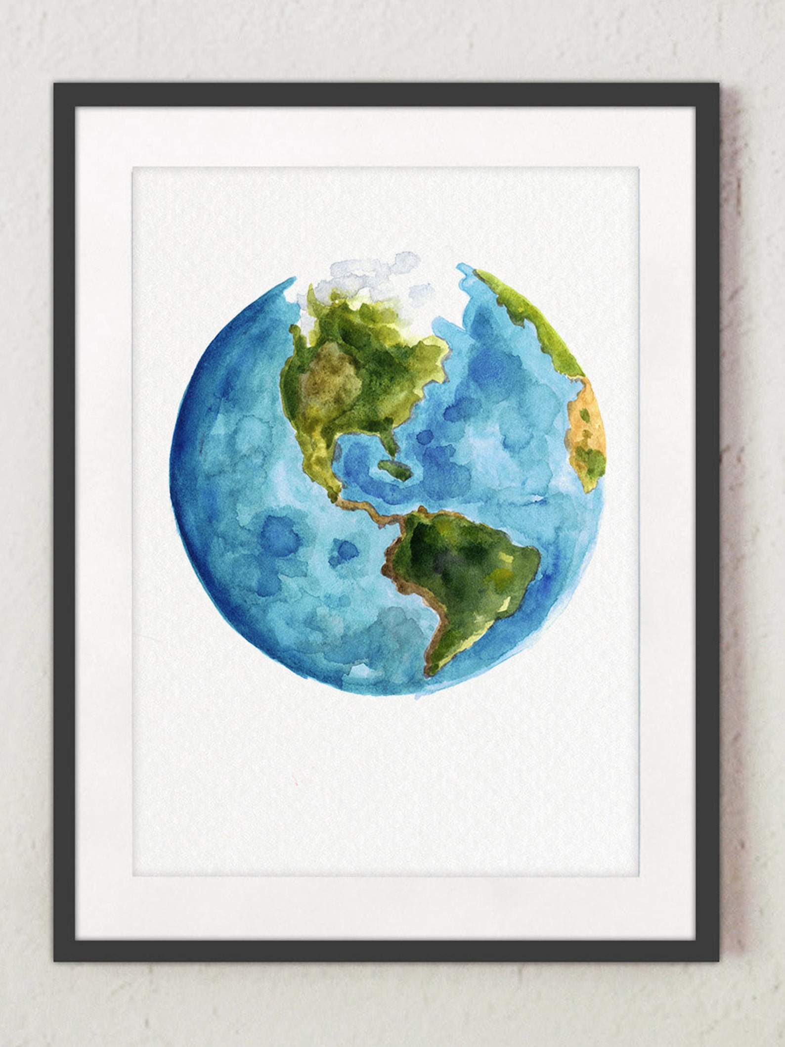 Watercolor World Map Painting Abstract Globe Art Print Gift Etsy