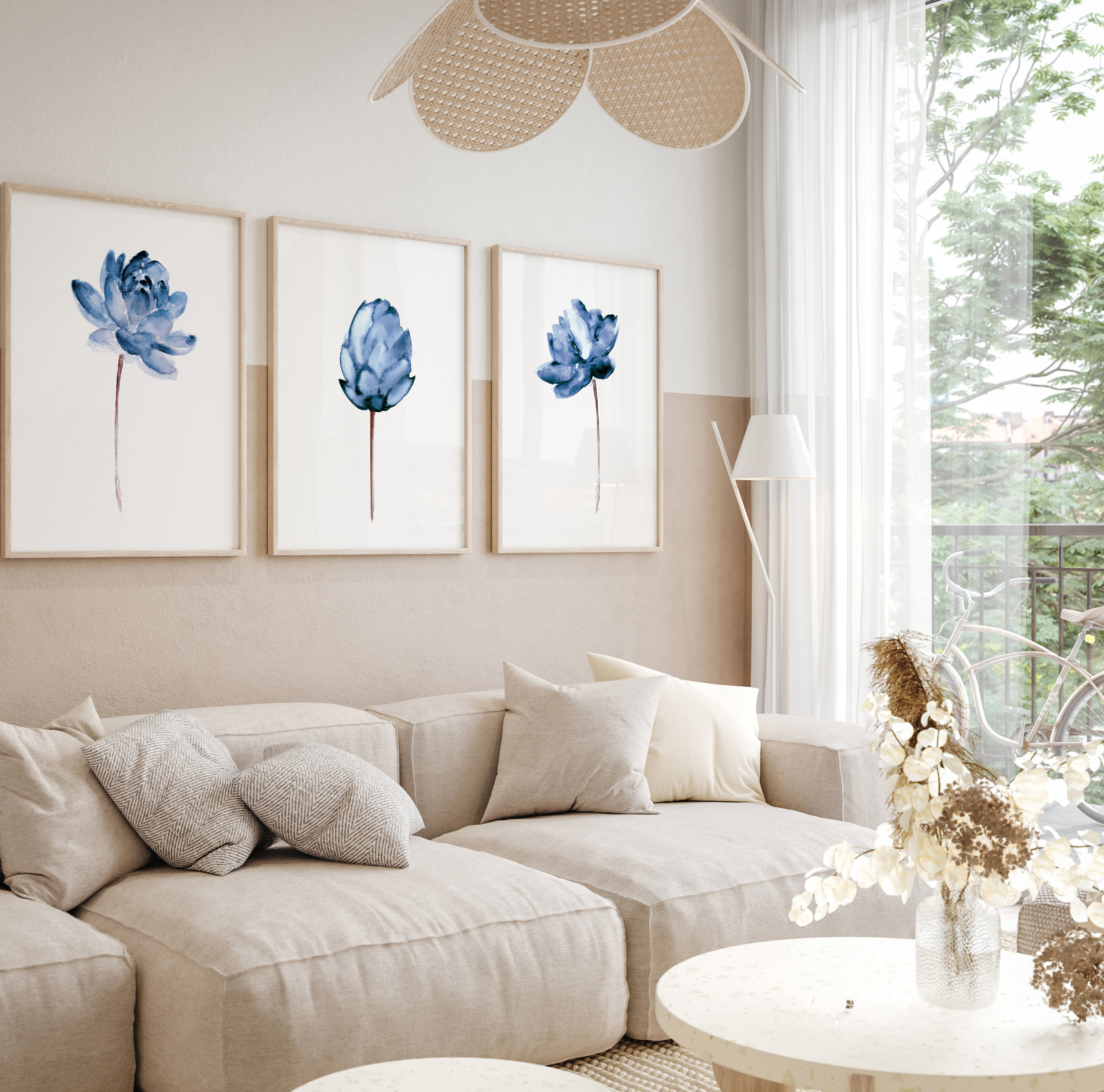Lotus Flower Illustration Water Flowers Print Floral Wall Art, Abstract ...