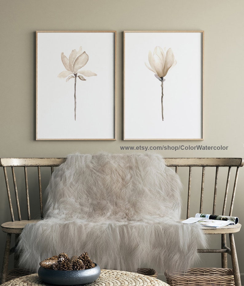Magnolia Flower Magnolia Wall Decor Magnolia Leaves Unique Etsy