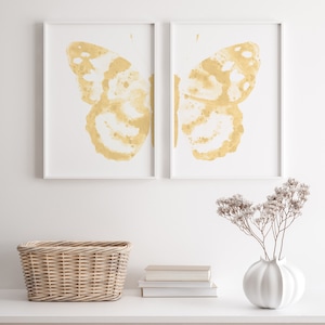 Butterfly Ornament Art Nouveau Butterfly, Yellow Nursery Wall Butterfly set of 2 Butterfly Art Print Butterfly Poster Yellow Nursery Decor