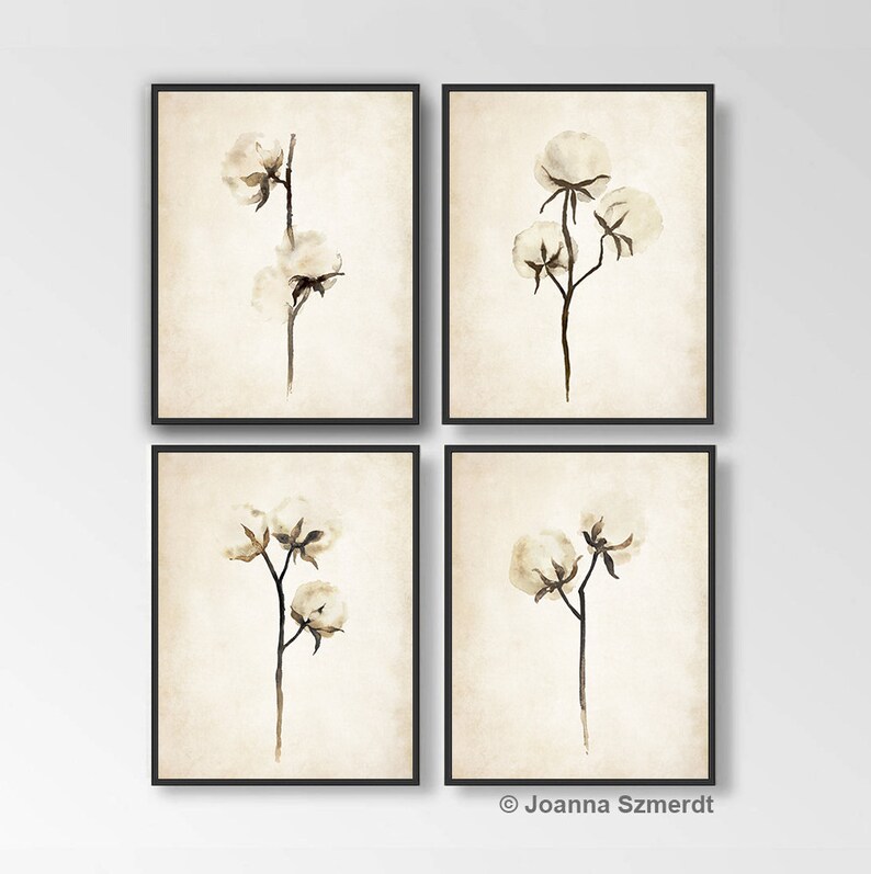 Cotton Art Print Cotton Wall Art Cotton Anniversary Set of 4 Etsy
