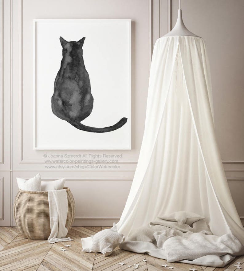 Black Cat Wall Art Black Cat Art Print Black Cat Wall Art Etsy