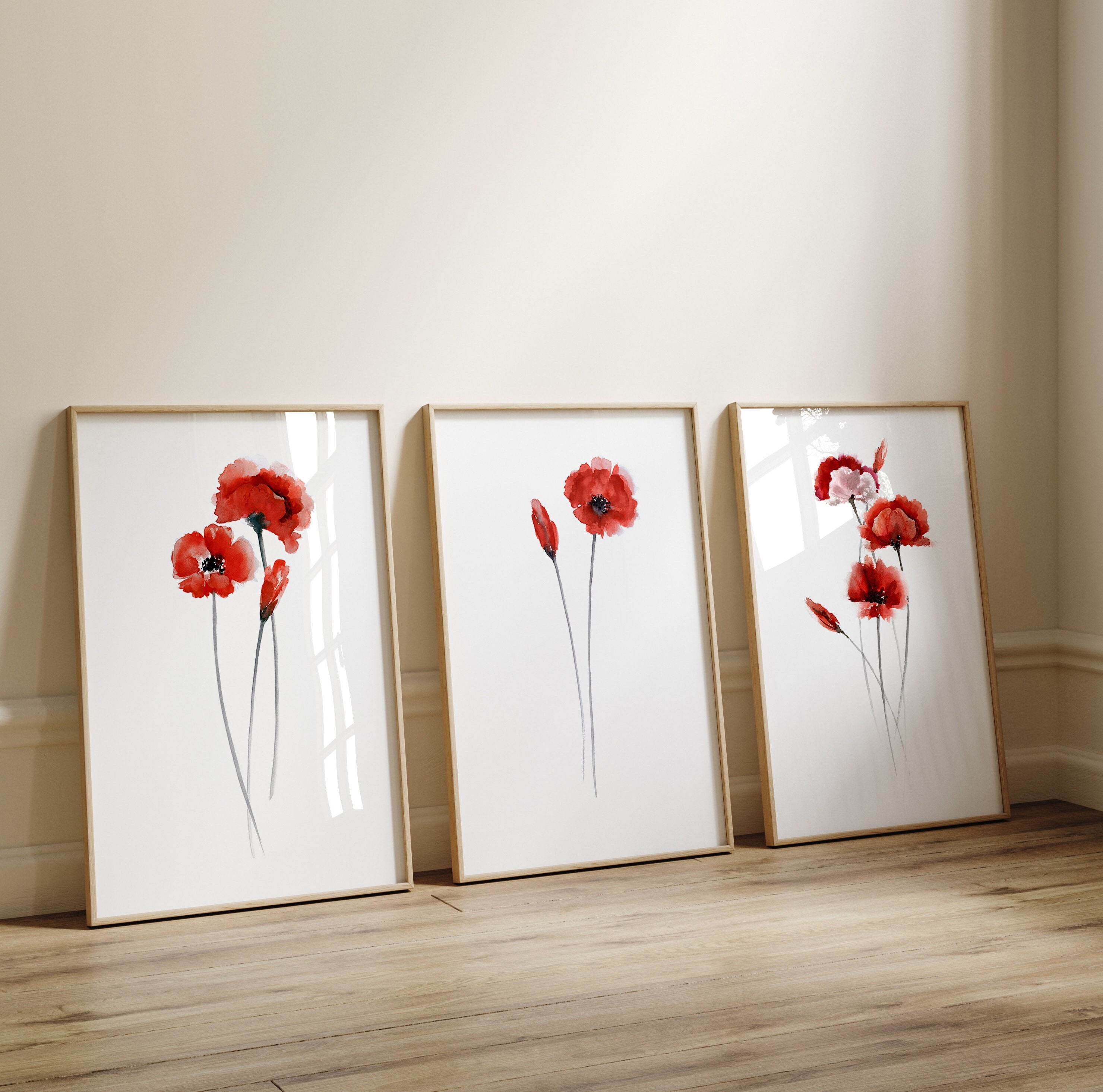Red Poppy Flower Wall Art