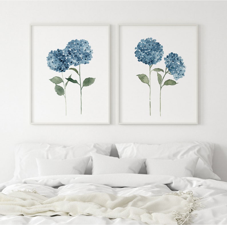 Hydrangea Wall Art Hydrangea Print Flower Set 2 Blue - Etsy