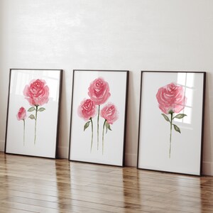 Baby Pink Rose Wall Art Set of 3 Flowers - Etsy