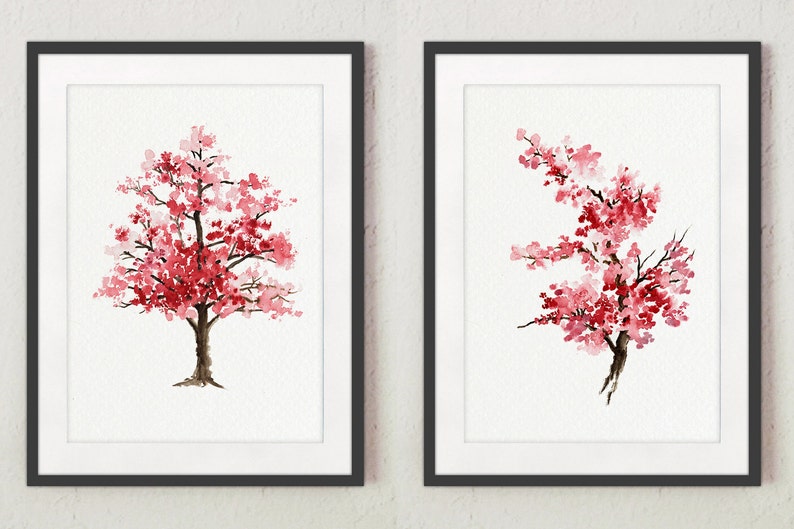 Cherry Blossom Tree Cherry Blossom Set of 2 Gift Idea Etsy