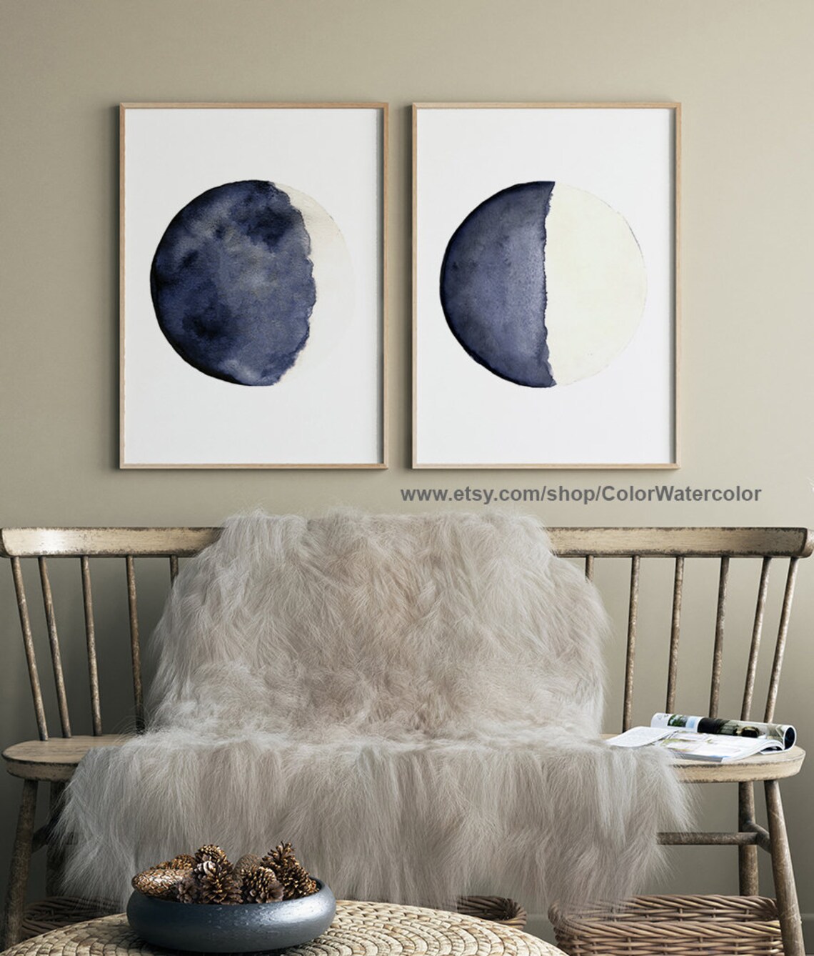 Moon Art Print Full Moon Wall Art Blue Moon Wall Art Moon Etsy