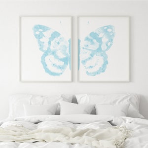 Butterfly Art Print, Butterfly Wall Art, Blue Butterfly Picture, Butterfly Print set of 2 Nursery Wall Decor