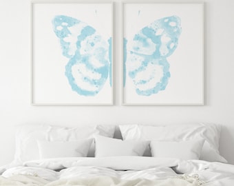 Butterfly Art Print, Butterfly Wall Art, Blue Butterfly Picture, Butterfly Print set of 2 Nursery Wall Decor